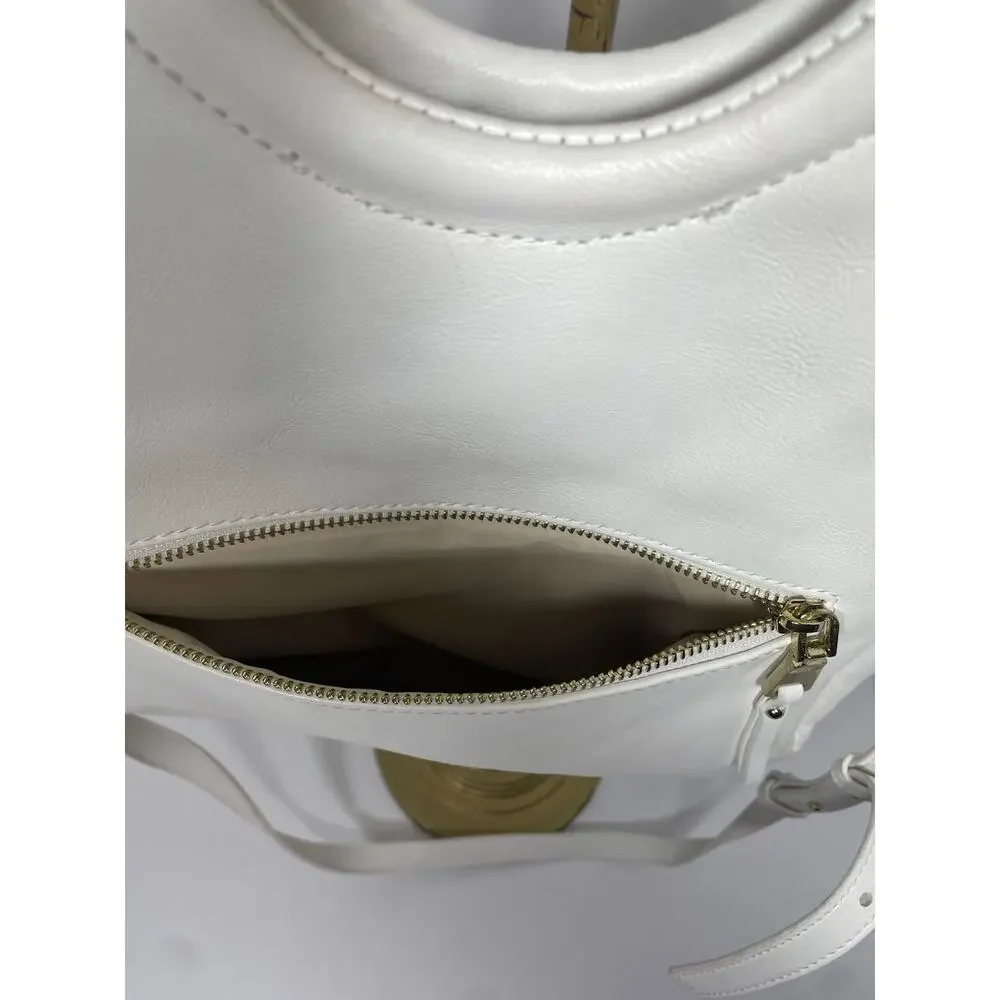 INC International Concepts White Top Handle Bag Gold Hardware Zipper Pockets